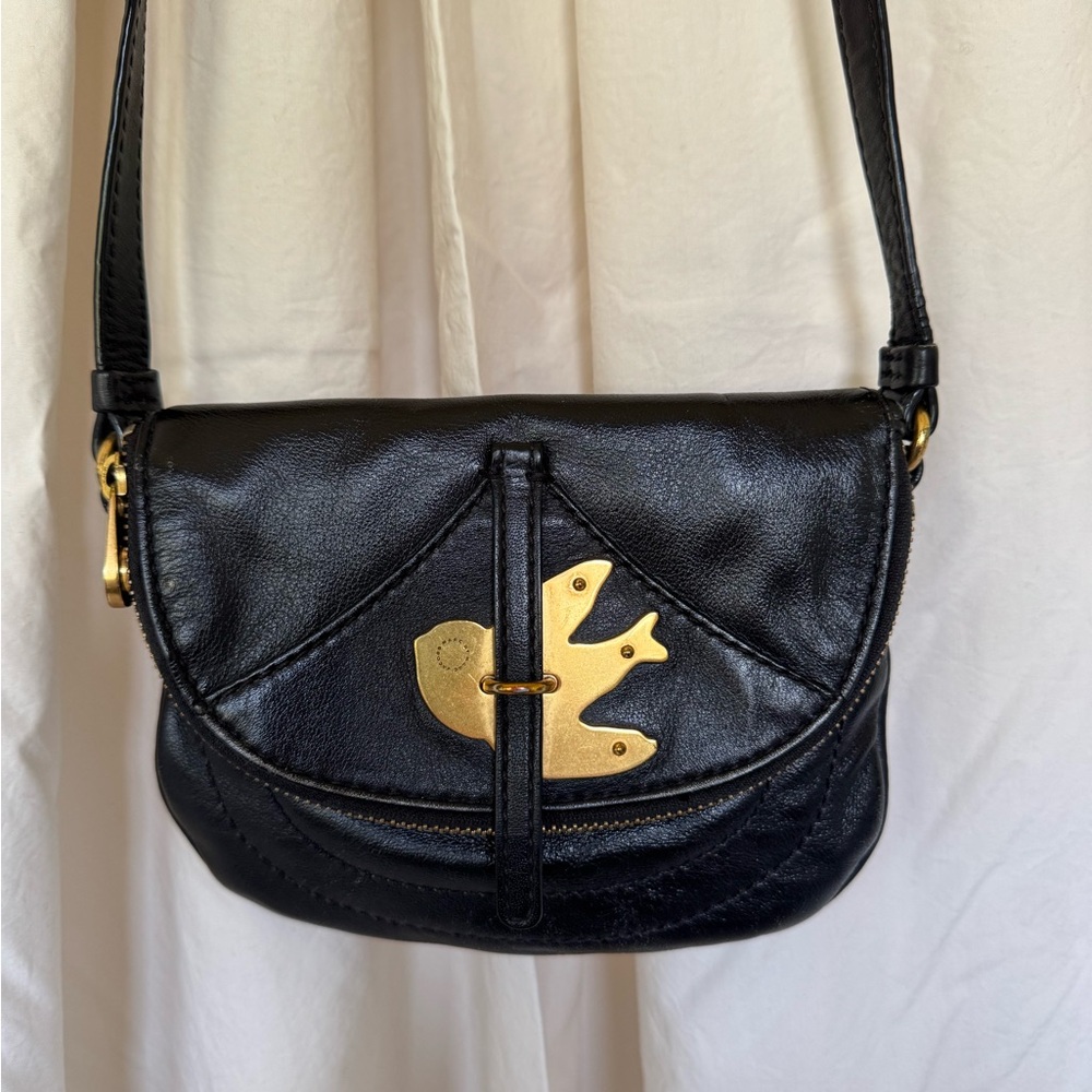 Marc by Marc Jacobs Vintage Black Leather Crossbody bag with Bird Accent